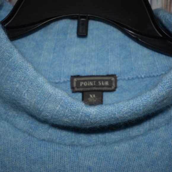 Point Sur J. Crew Mockneck Heather Blue Sweater XL - Picture 4 of 7